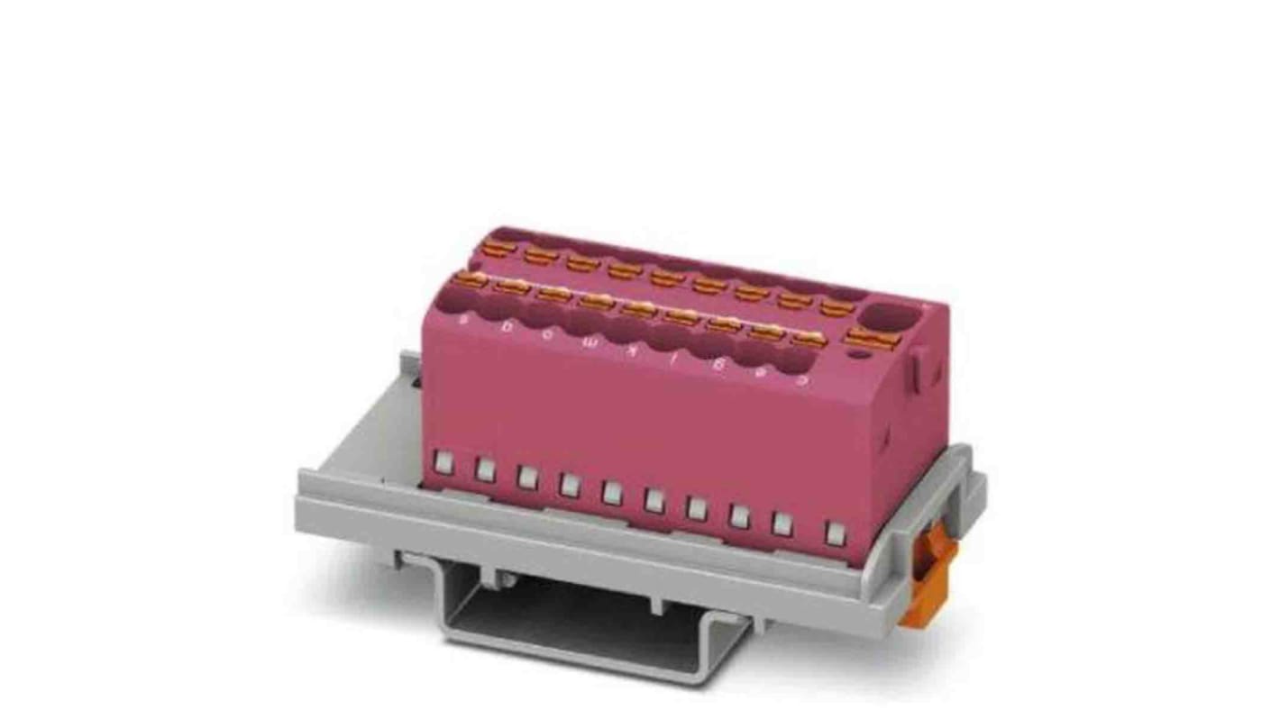 Phoenix Contact Distribution Block, 19 Way, 2.5mm², 17.5A, 500 V, Pink