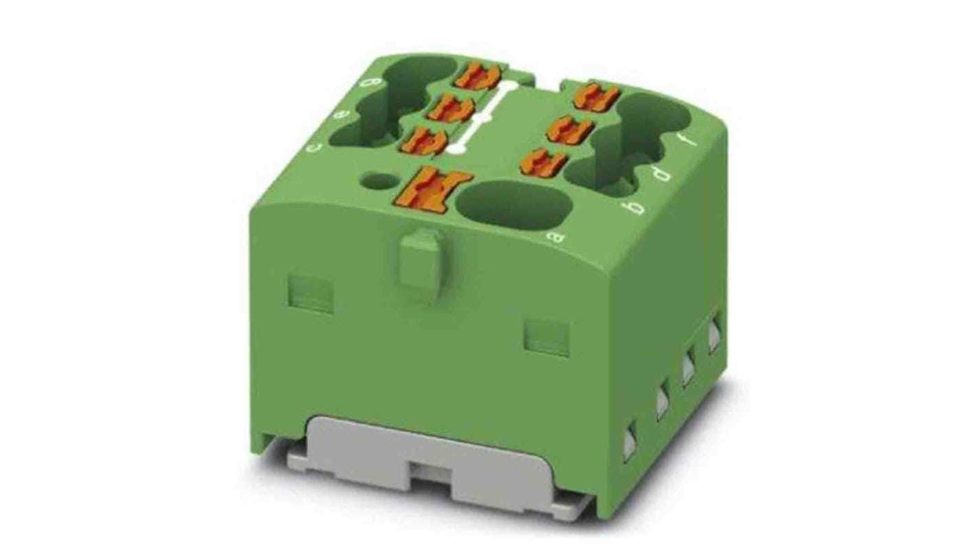 Phoenix Contact Distribution Block, 7 Way, 2.5mm², 17.5A, 450 V, Green