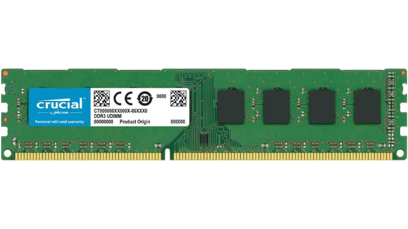 Crucial 16 GB DDR3 Desktop RAM, 1600MHz, UDIMM, 1.35, 1.5V