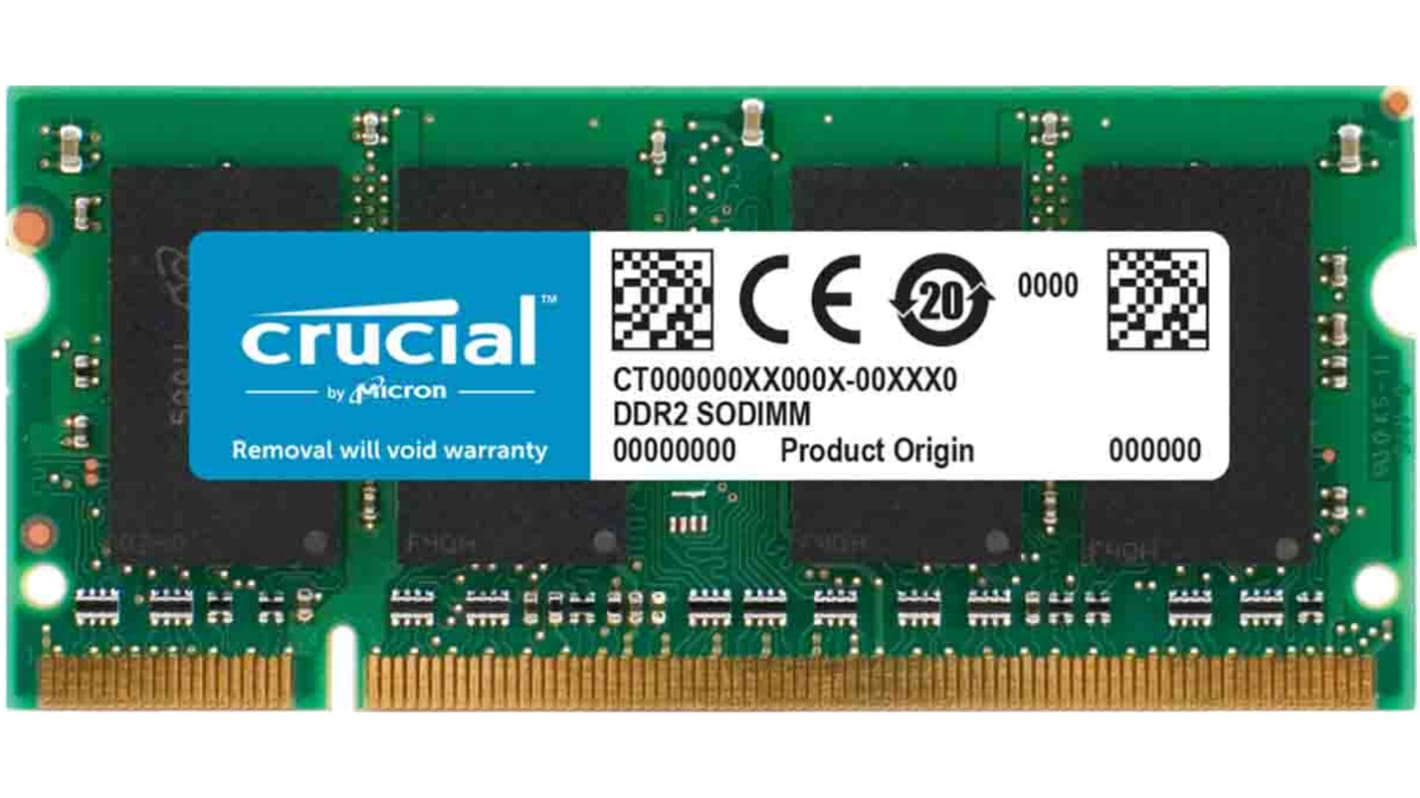 Crucial 1 GB DDR2 Laptop RAM, 800MHz, SODIMM, 1.8V