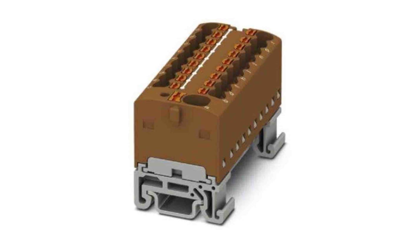 Phoenix Contact Distribution Block, 19 Way, 2.5mm², 17.5A, 500 V, Brown