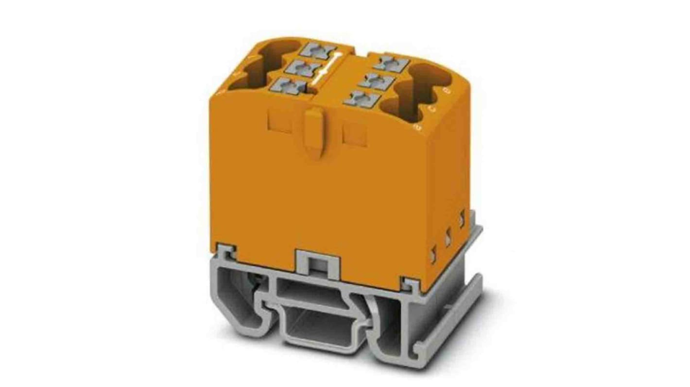 Phoenix Contact Distribution Block, 6 Way, 4mm², 24A, 690 V, Orange