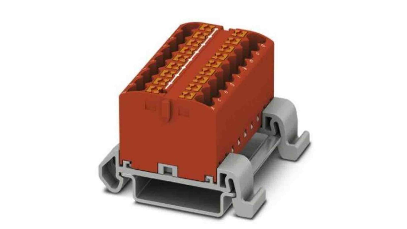 Phoenix Contact Distribution Block, 18 Way, 4mm², 24A, 690 V, Red