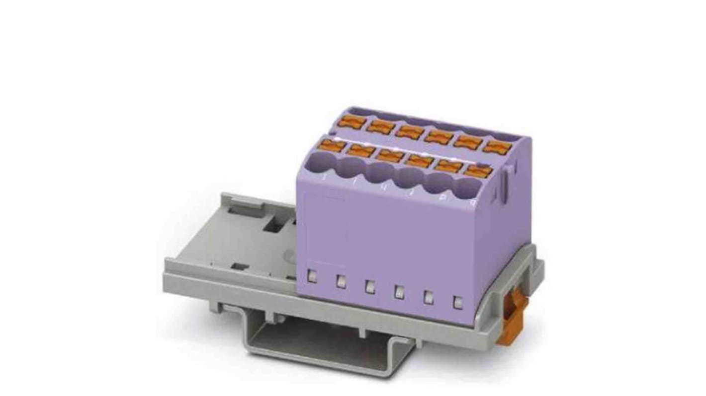 Phoenix Contact Distribution Block, 12 Way, 4mm², 24A, 690 V, Violet