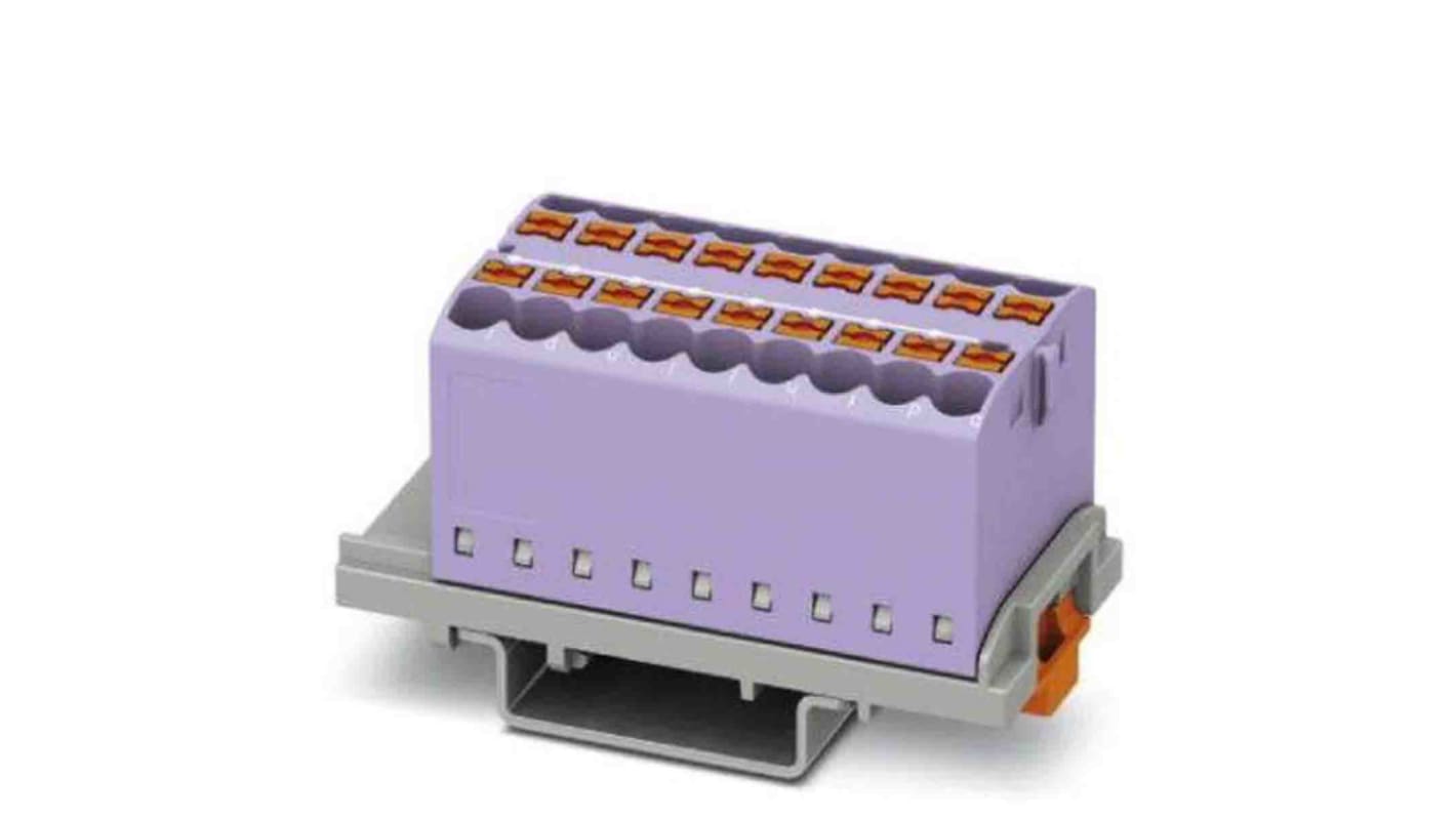 Phoenix Contact Distribution Block, 18 Way, 4mm², 24A, 690 V, Violet