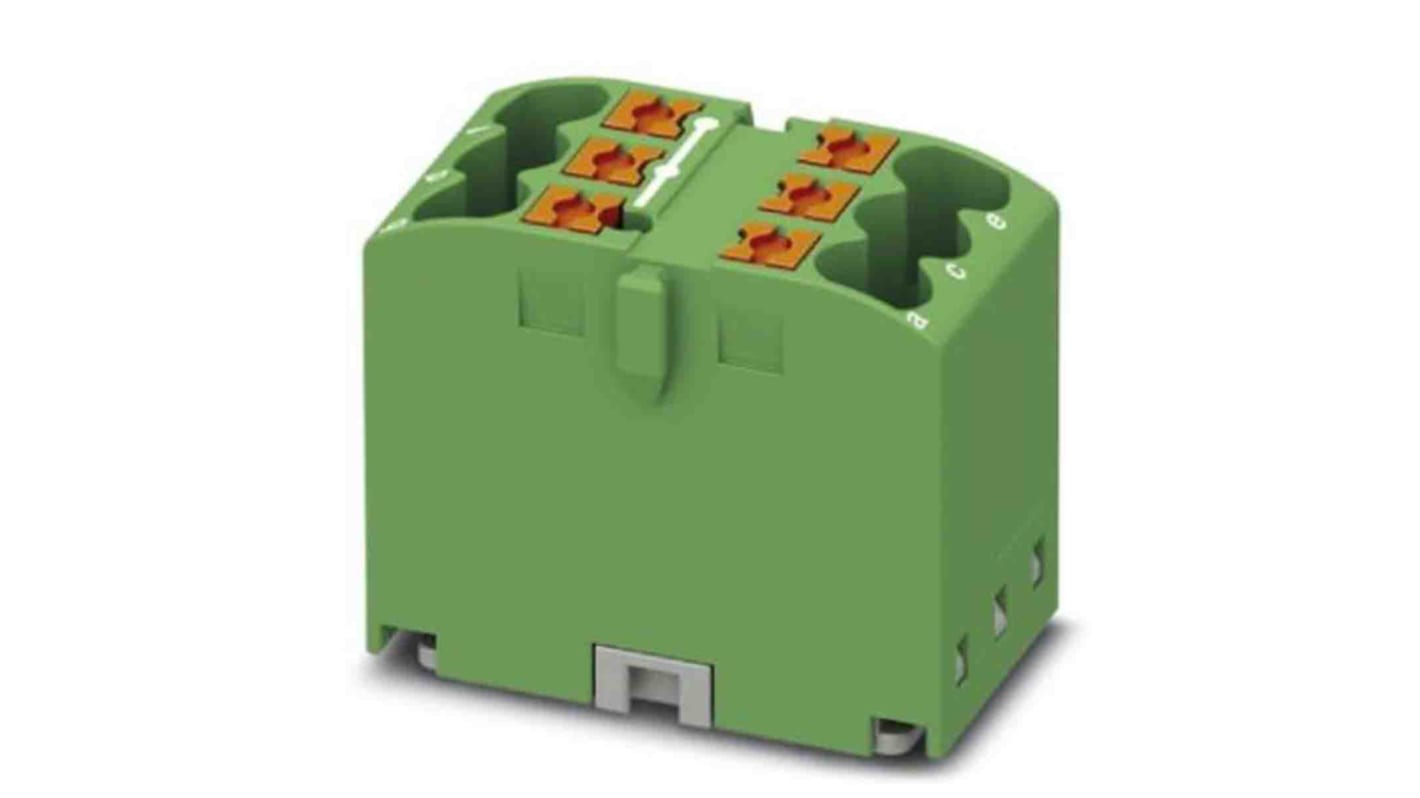 Phoenix Contact Distribution Block, 6 Way, 4mm², 24A, 450 V, Green