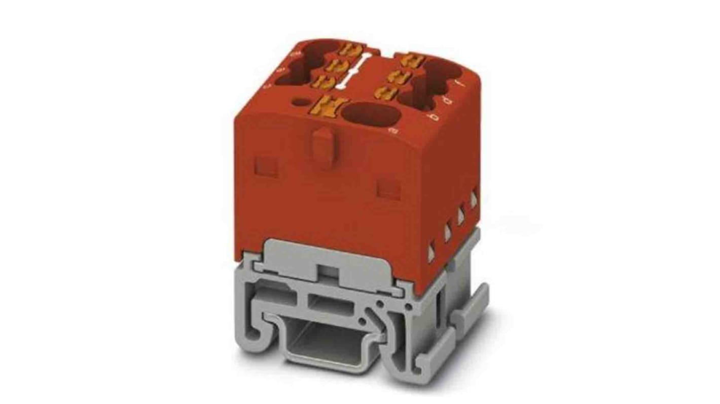 Phoenix Contact Distribution Block, 7 Way, 2.5mm², 17.5A, 500 V, Red