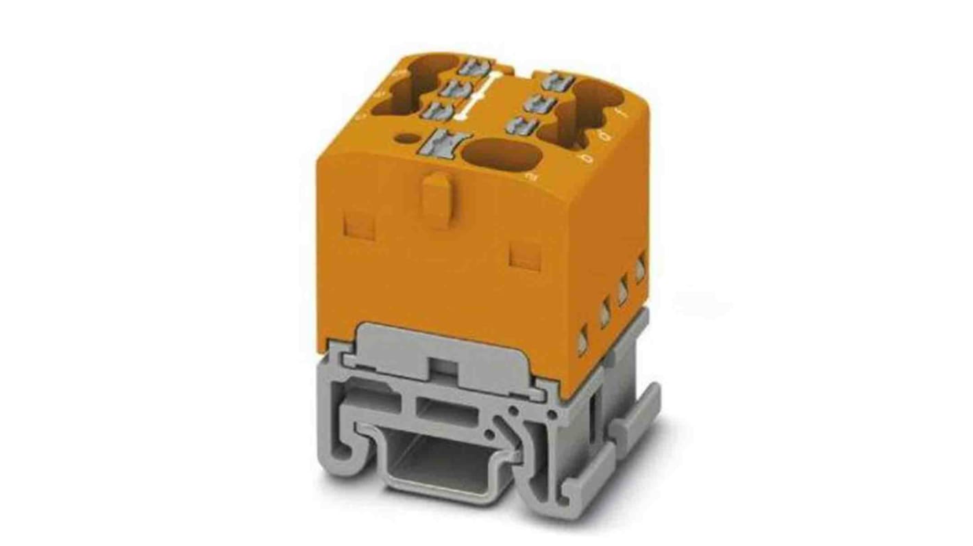 Phoenix Contact Distribution Block, 7 Way, 2.5mm², 17.5A, 500 V, Orange