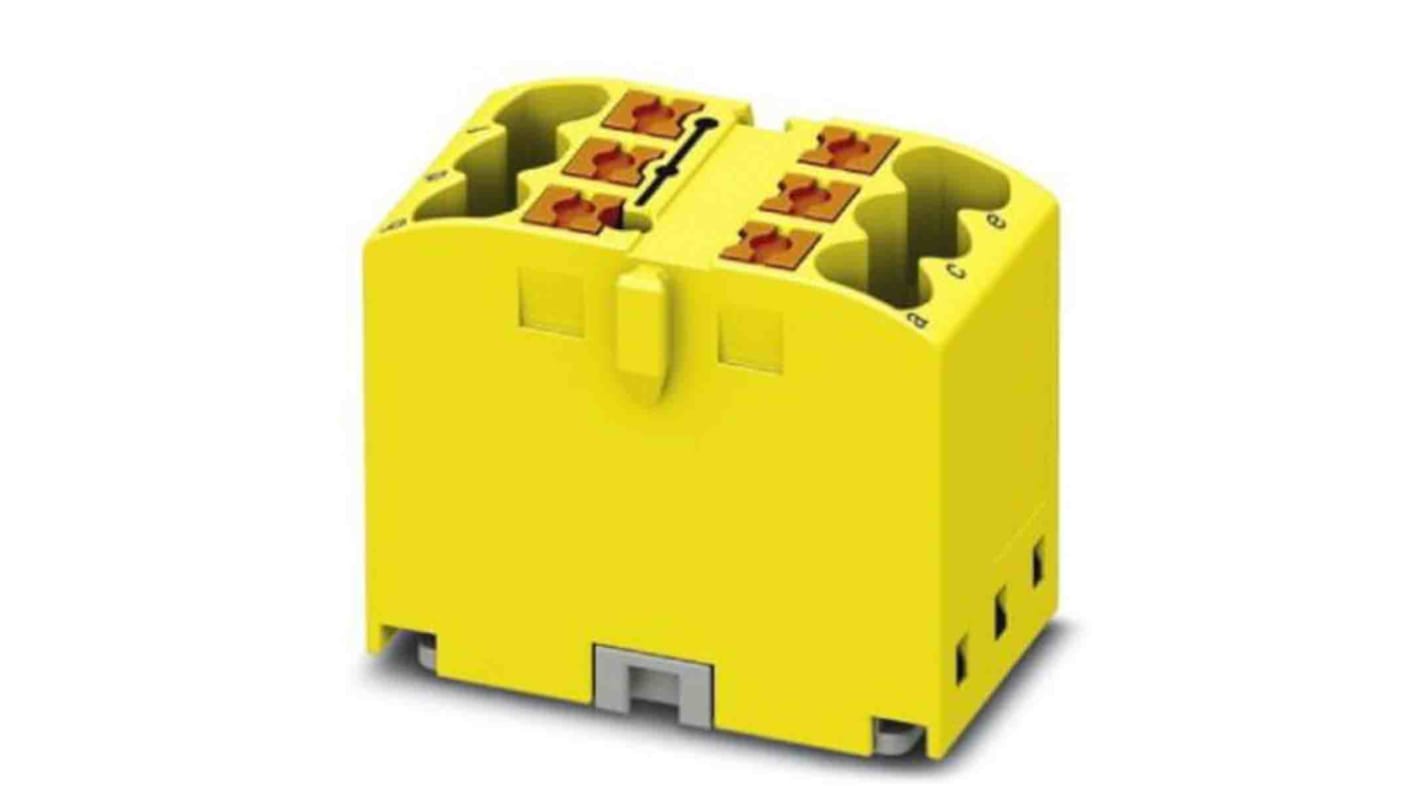 Phoenix Contact Distribution Block, 6 Way, 4mm², 24A, 450 V, Yellow