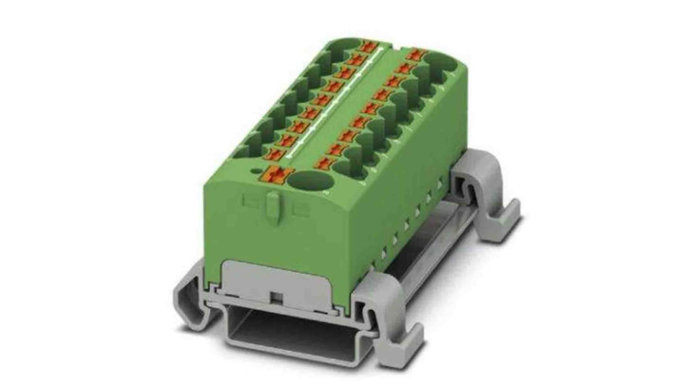 Phoenix Contact Distribution Block, 19 Way, 0.2 → 6mm², 32A, 800 V, Green