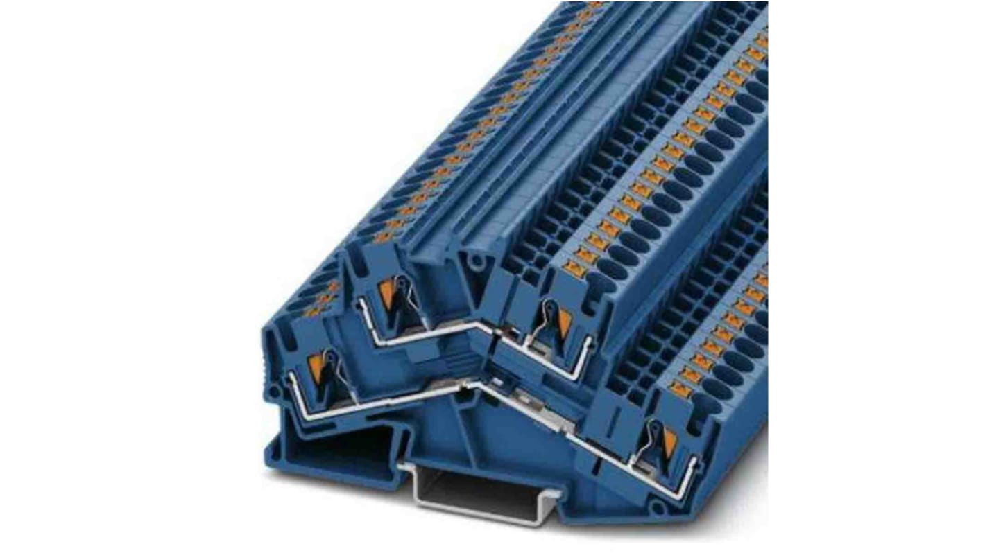 Phoenix Contact PTTBS Series Blue Double Level Terminal Block, Push In Termination