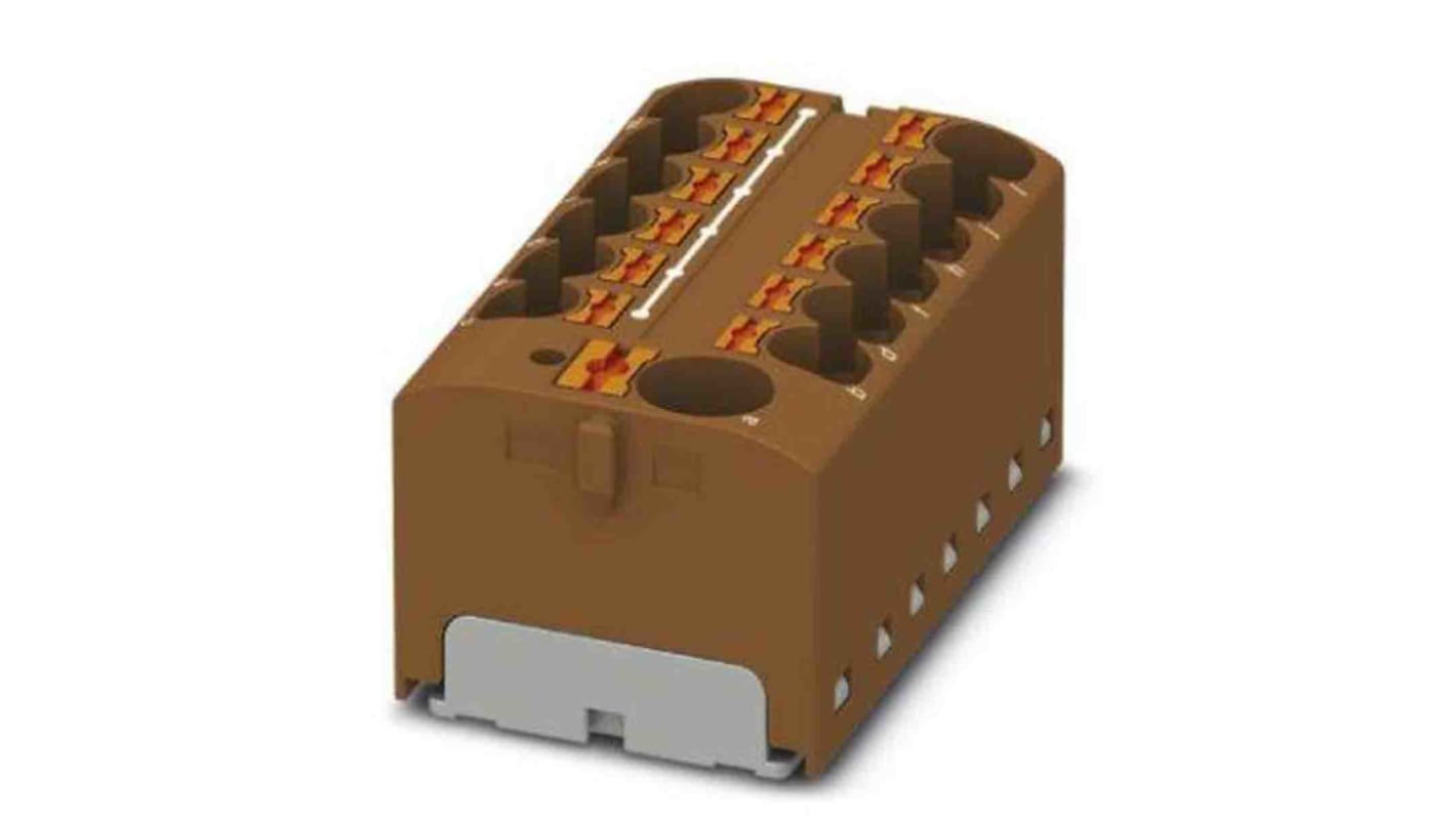 Phoenix Contact Distribution Block, 13 Way, 6mm², 32A, 450 V, Brown