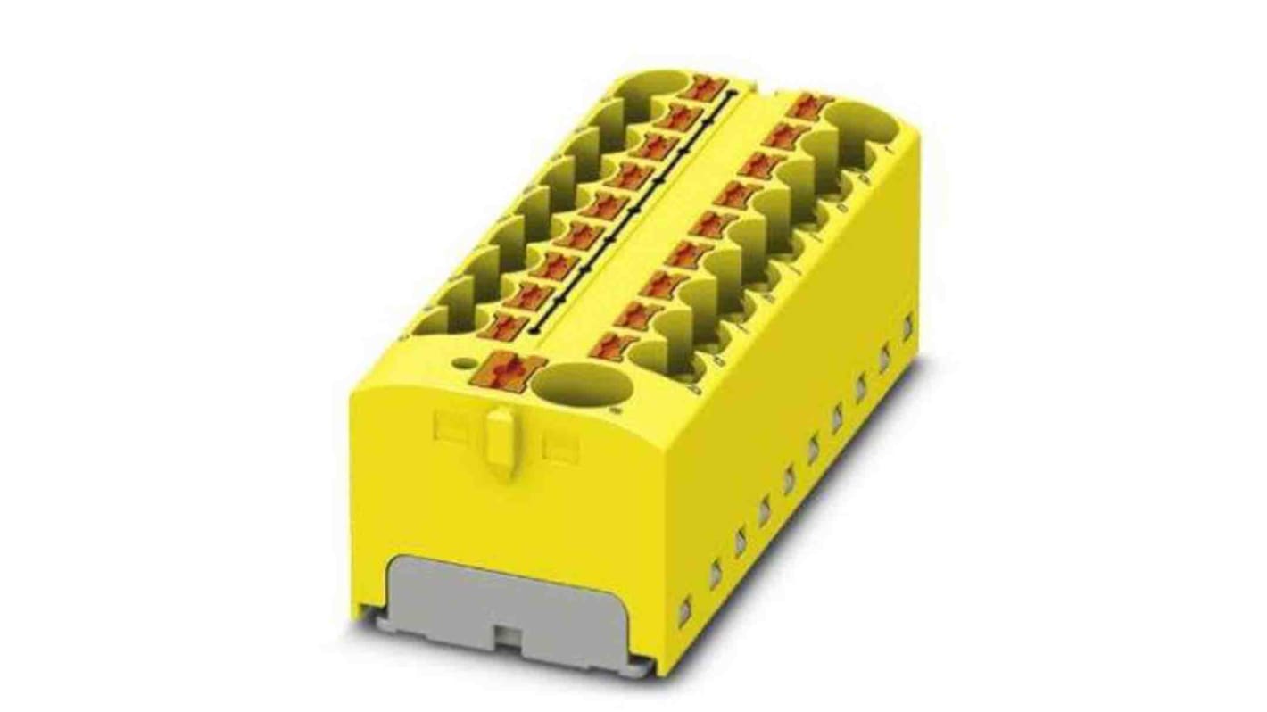 Phoenix Contact Distribution Block, 19 Way, 6mm², 32A, 450 V, Yellow