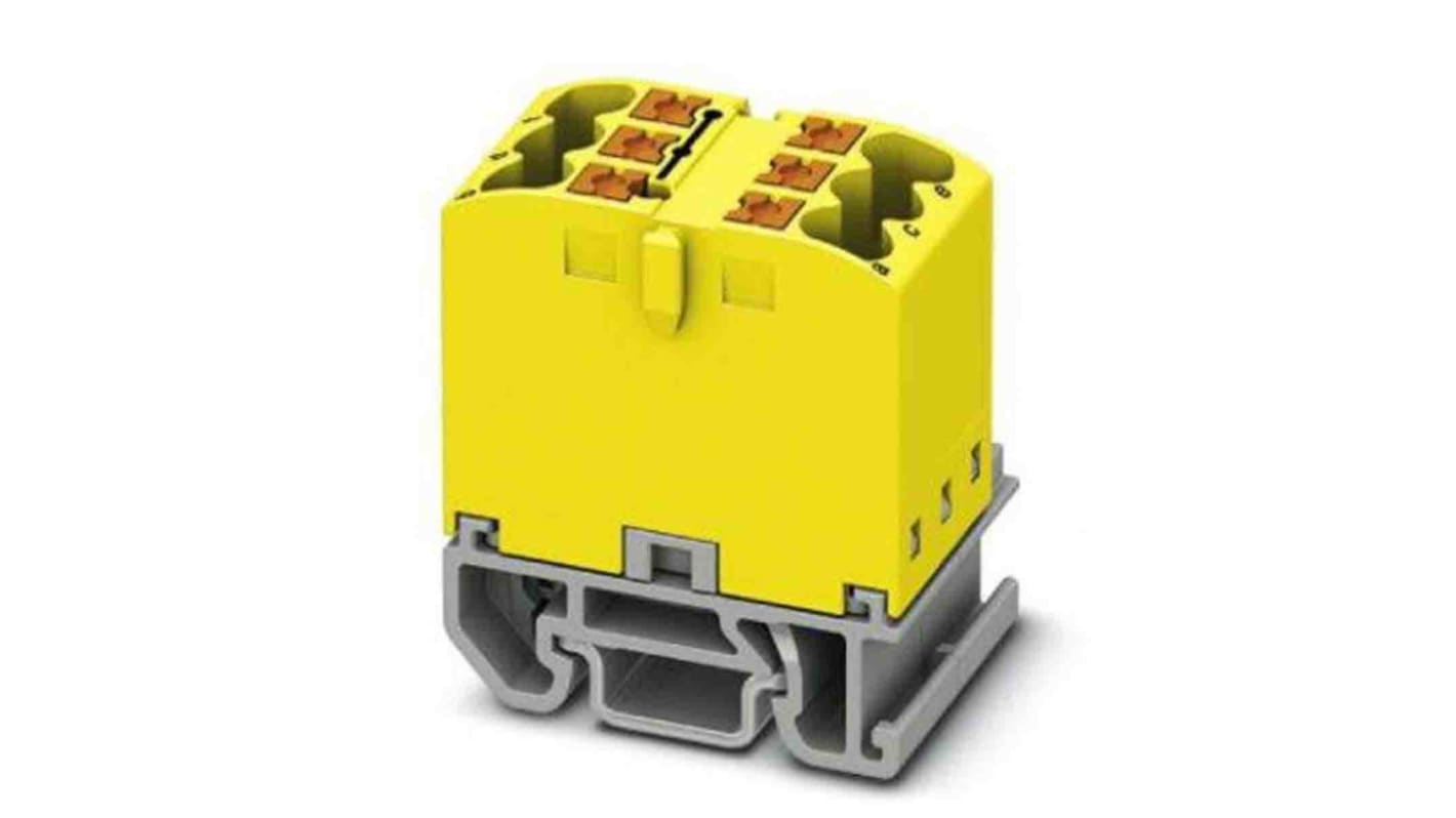 Phoenix Contact Distribution Block, 6 Way, 4mm², 24A, 690 V, Yellow