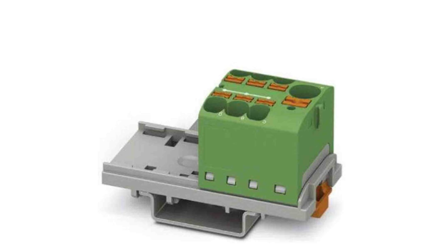 Phoenix Contact Distribution Block, 7 Way, 0.2 → 6mm², 32A, 450 V, Green