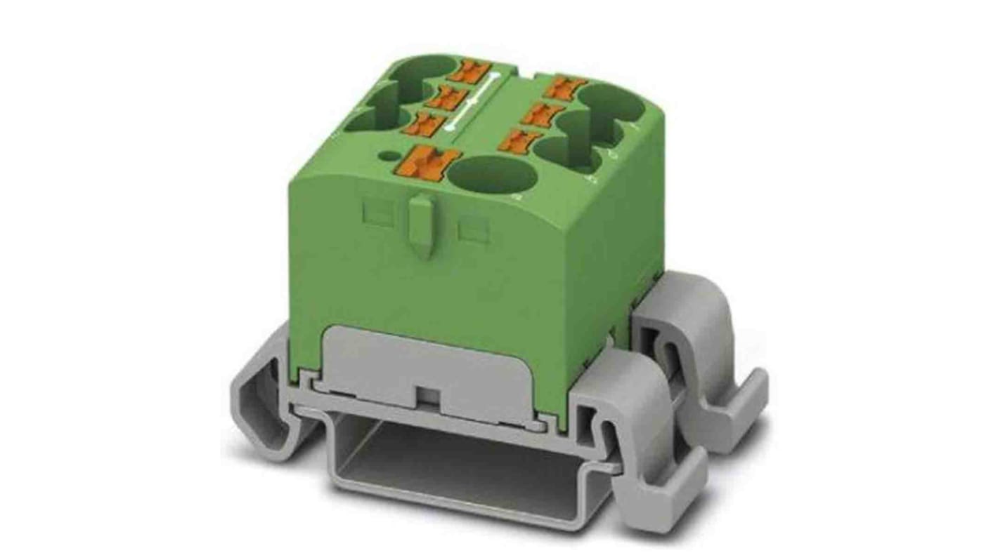 Phoenix Contact Distribution Block, 7 Way, 0.2 → 6mm², 32A, 450 V, Green