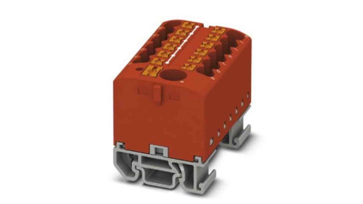 Phoenix Contact Distribution Block, 13 Way, 4mm², 24A, 690 V, Red