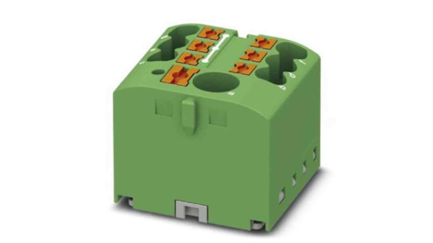 Phoenix Contact Distribution Block, 7 Way, 0.14 → 4mm², 24A, 450 V, Green