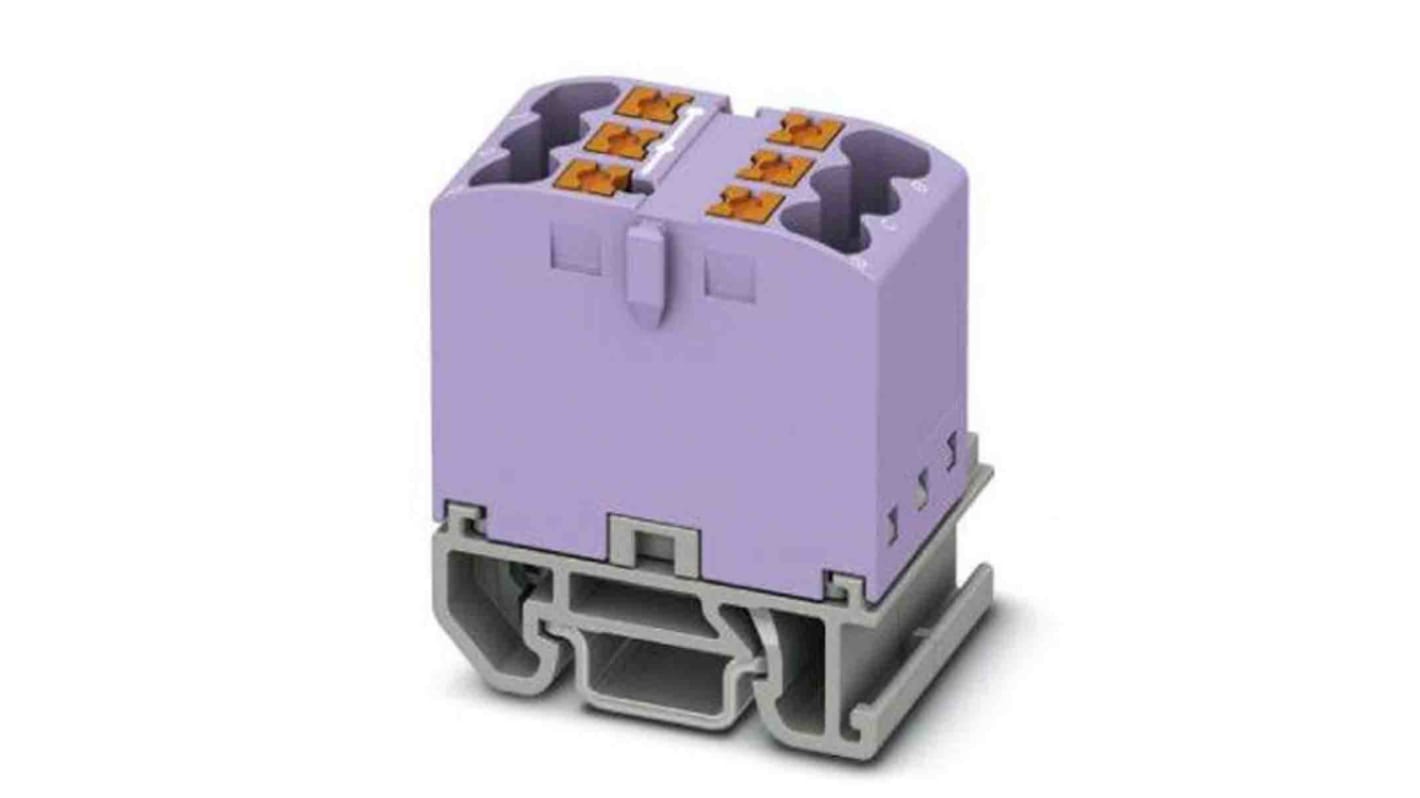 Phoenix Contact Distribution Block, 6 Way, 4mm², 24A, 690 V, Violet