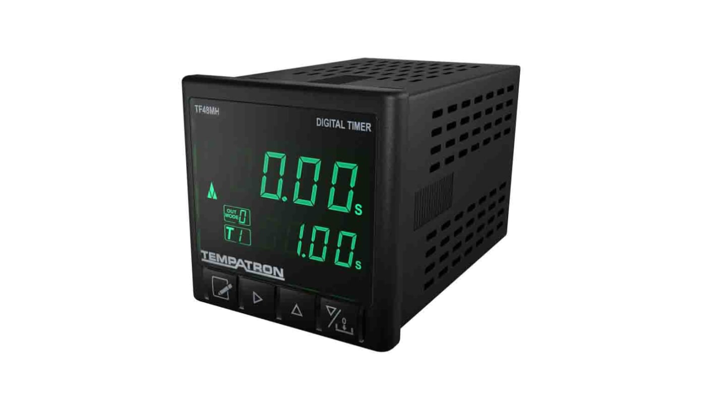 Tempatron Panel Mount Timer Relay, 90 → 250V ac, 2-Contact, 9 time ranges from 99.99 s → 9999h,