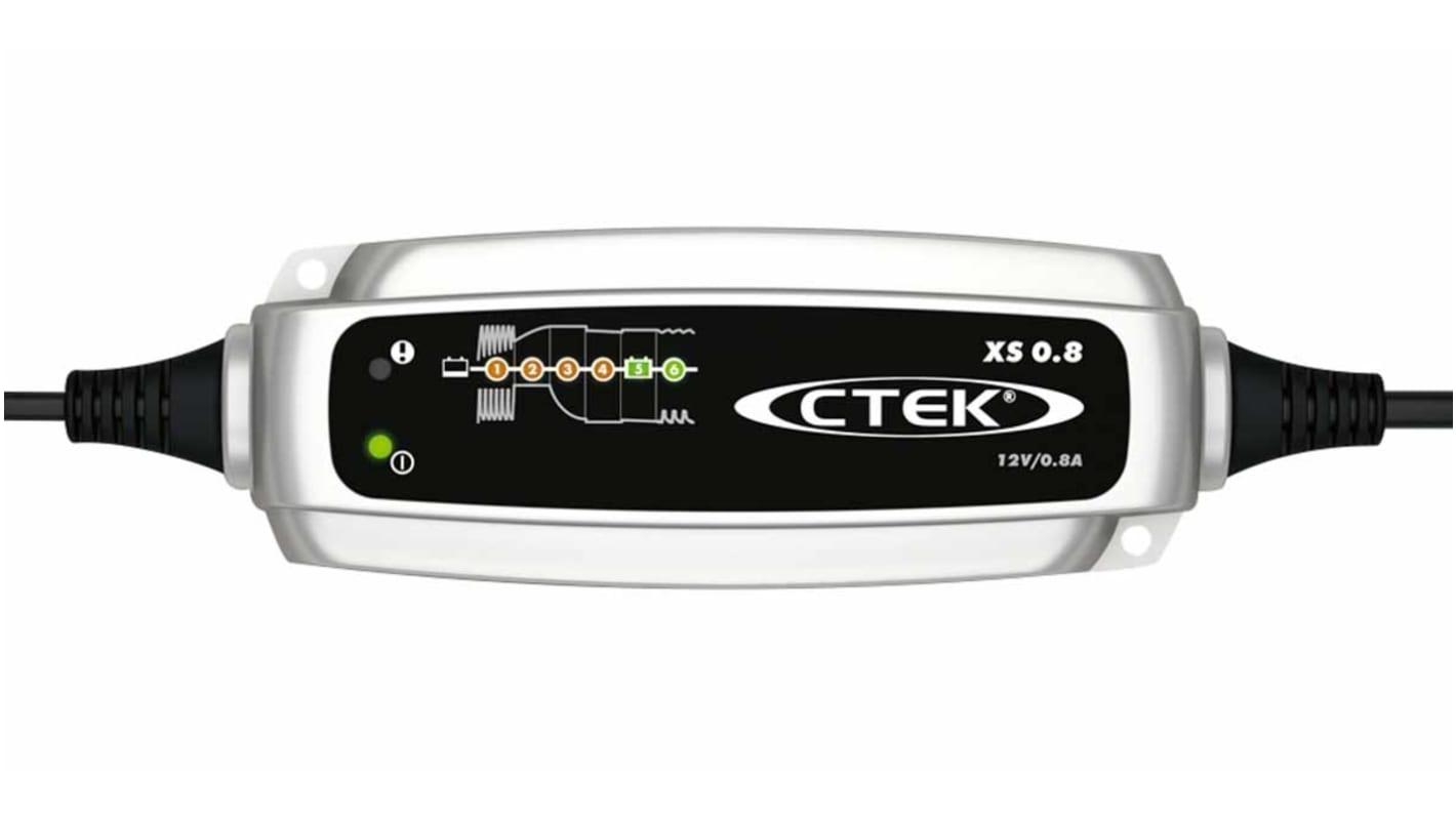 CTEK XS 0.8 Akkuladegerät für 1 Bleisäure Akkus, 14.4V/0.8A mit UK-Stecker