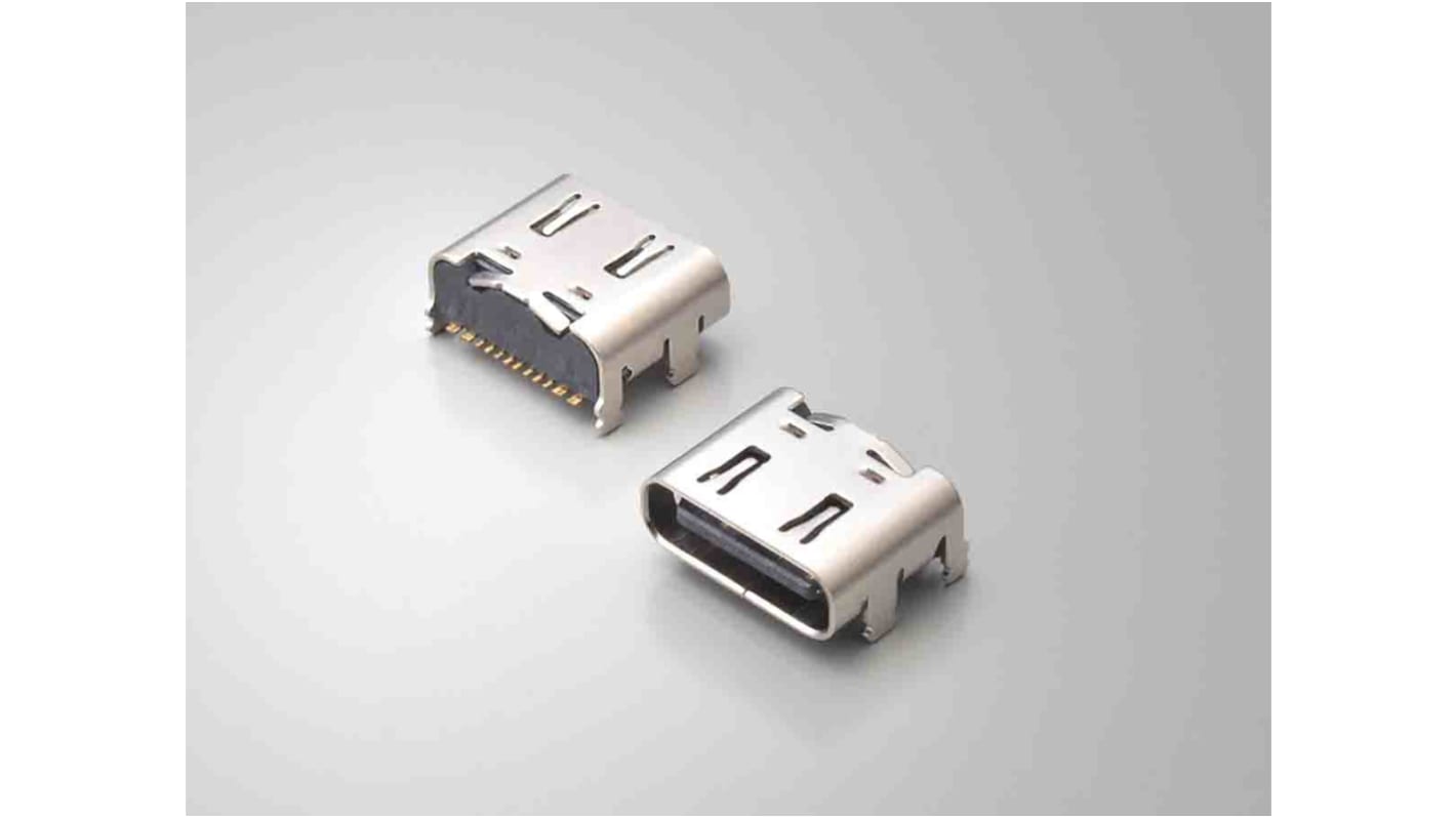 Connecteur USB C Femelle JAE, Montage en surface, Angle droit