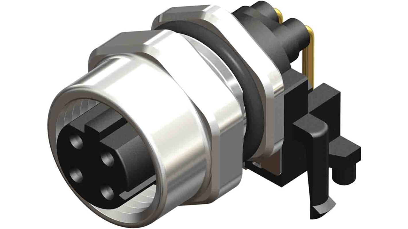 Connecteur circulaire RS PRO, M12 4 contacts, raccordement Circuit imprimé nu