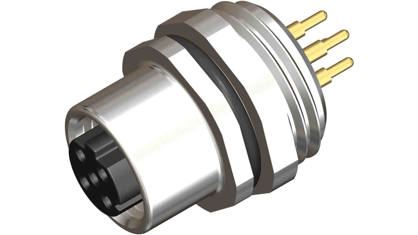 Connecteur circulaire RS PRO, M12 4 contacts, Montage avant, raccordement Circuit imprimé nu
