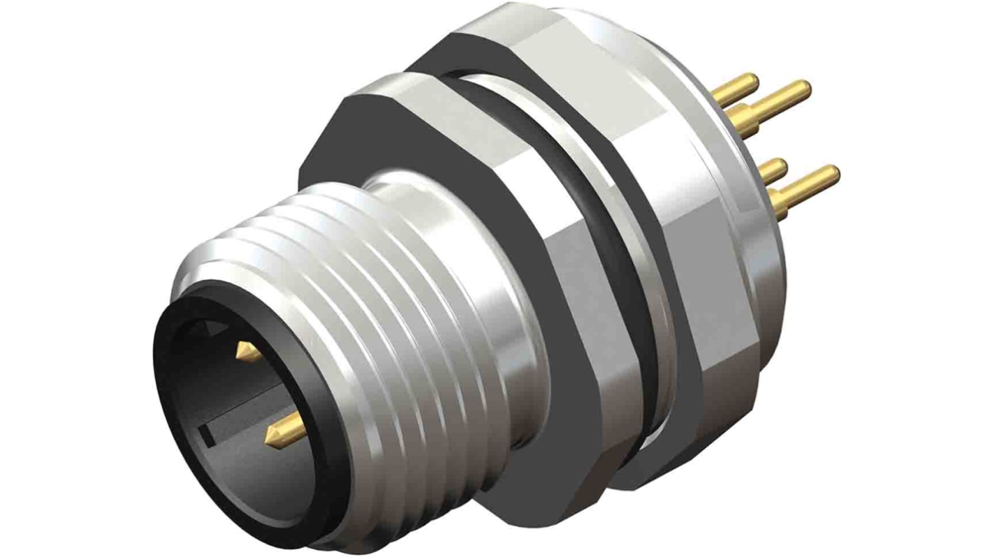 RS PRO Circular Connector, 4 Contacts, Front Mount, M12 Connector, Plug, Male, IP67