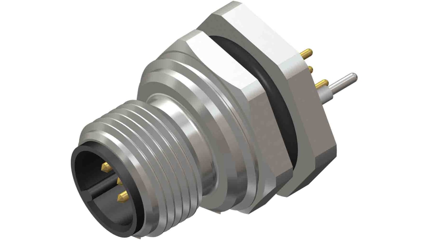 RS PRO Circular Connector, 4 Contacts, Rear Mount, M12 Connector, Plug, Male, IP67