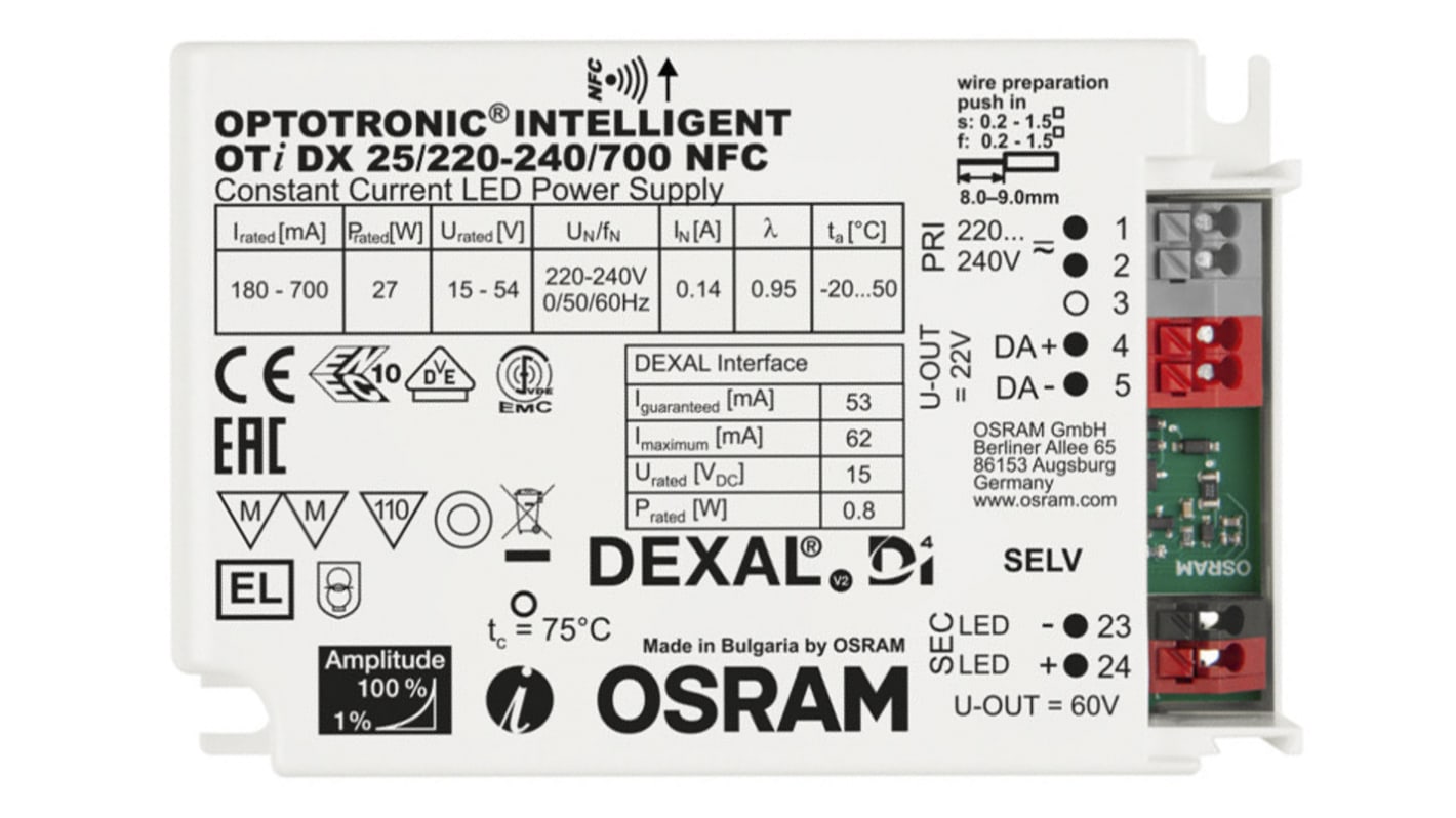 Osram LED-Treiber 220→ 240 V LED-Treiber, Ausgang 15 → 50V / 700mA, Dimmbar Konstantstrom