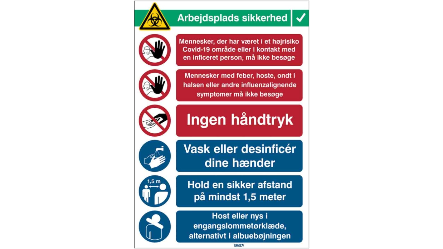 Safety Wall Chart, Polypropylene B-7527, Danish, 371 mm, 262mm