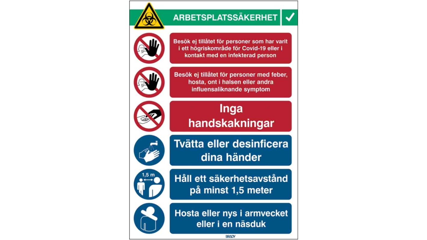 Safety Wall Chart, Polypropylene B-7527, Swedish, 371 mm, 262mm