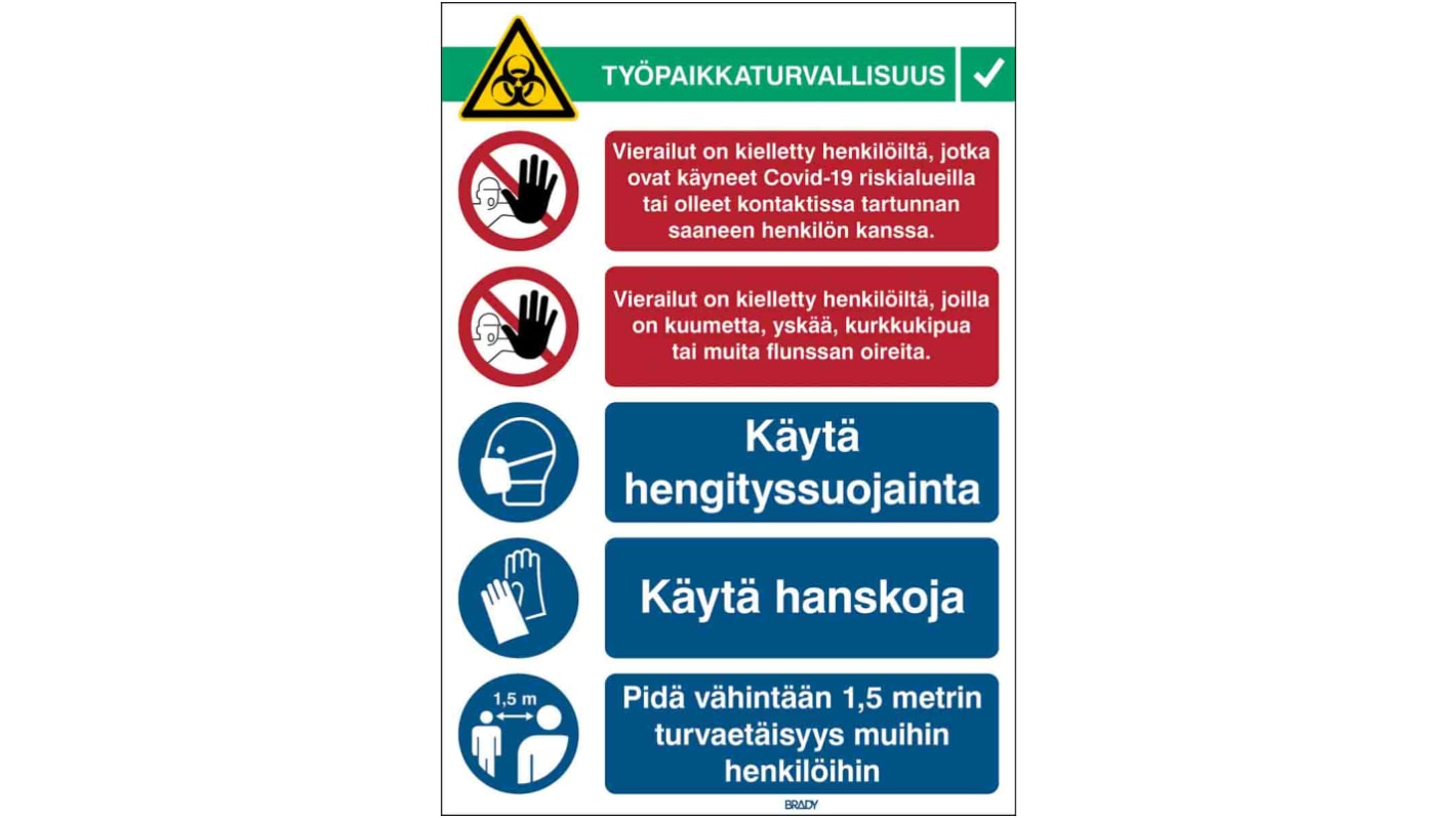 Safety Wall Chart, Polypropylene B-7527 371 mm, 262mm