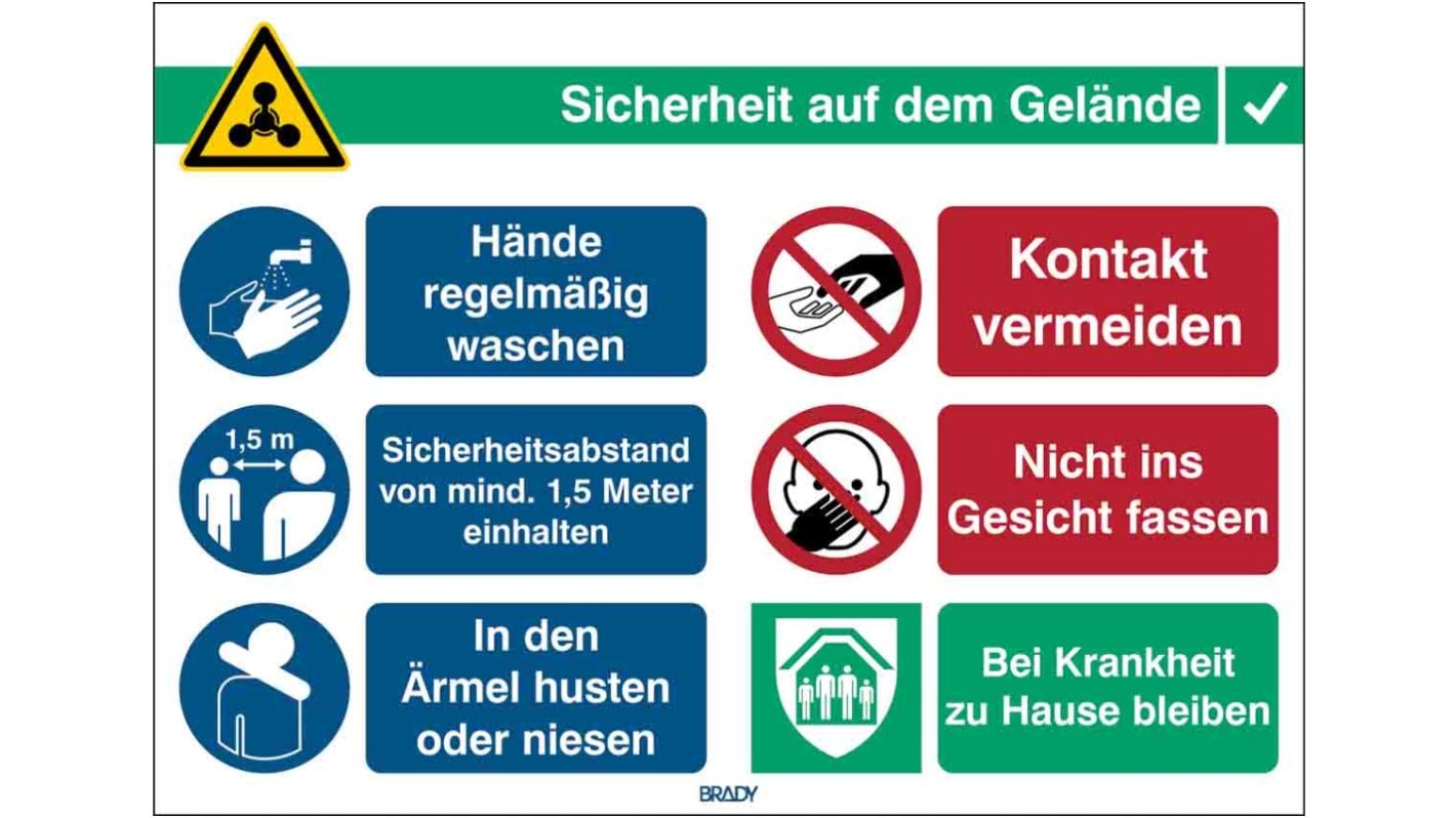 Safety Wall Chart, Polypropylene B-7527, German, 262 mm, 371mm