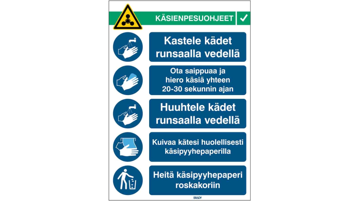 Brady Vægplanche med sikkerhedsanvisninger, Polypropylen B-7527