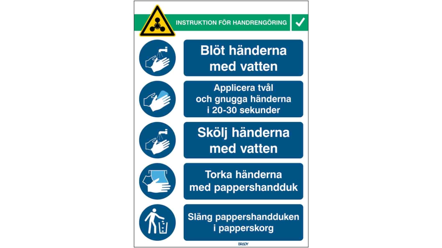 Safety Wall Chart, Polypropylene B-7527, Swedish, 371 mm, 262mm