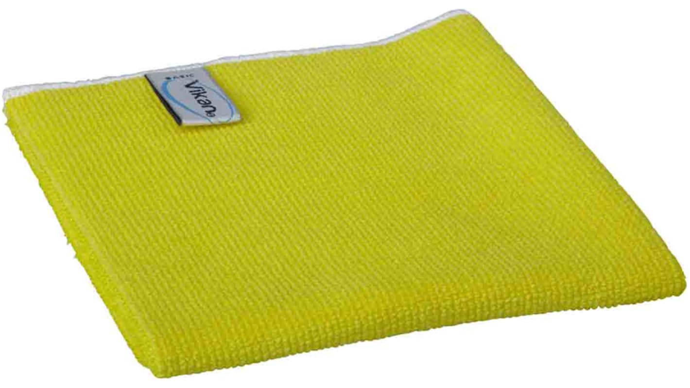 Vikan Basic microfibre cloth Yellow Microfibre Cloths for General Cleaning, Wet/Dry Use, Box of 5, 320 x 320mm, Repeat