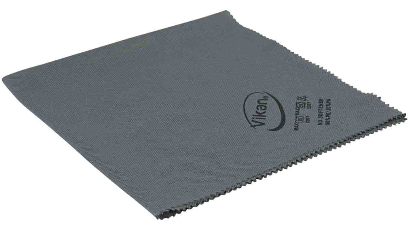 Vikan Microfibre Lustre cloth Grey Microfibre Cloths for General Cleaning, Wet/Dry Use, Box of 5, 400 x 400mm, Repeat