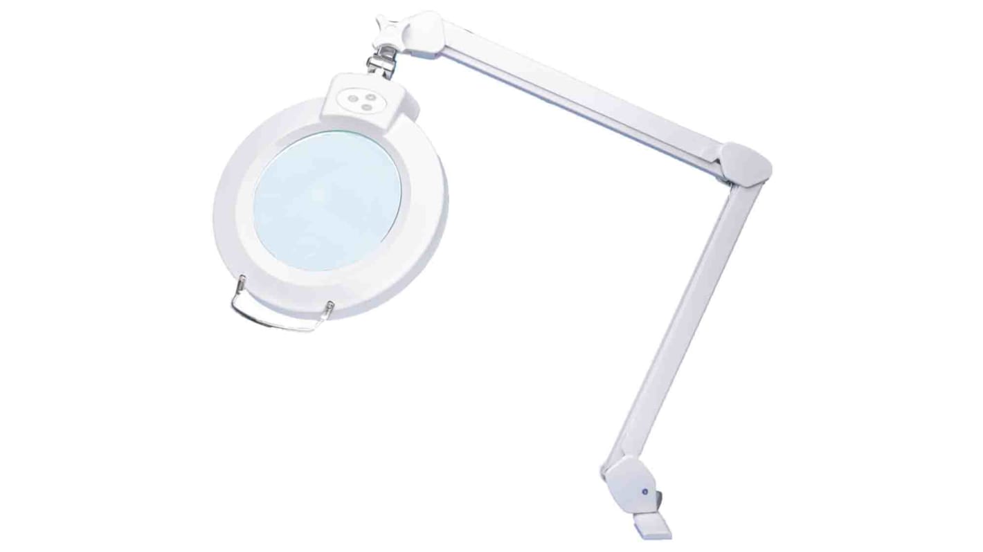 RS PRO LED Magnifier Lamp with Table Clamp Mount, 3 dpt, 12 dpt, 175mm Lens Dia., 175mm Lens