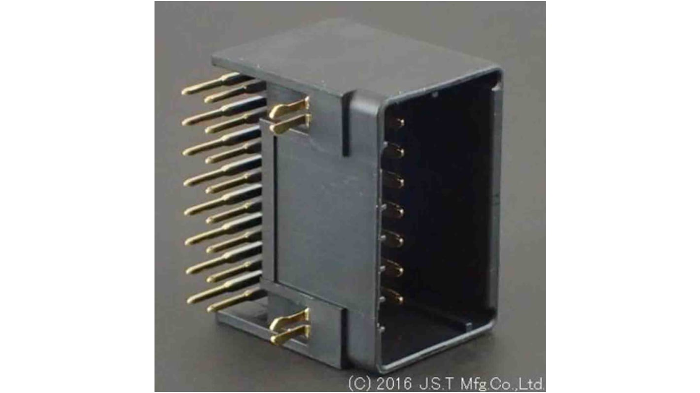 JST JFA J2000 Series Right Angle PCB Header, 16 Contact(s), 2.5mm Pitch, 2 Row(s), Shrouded