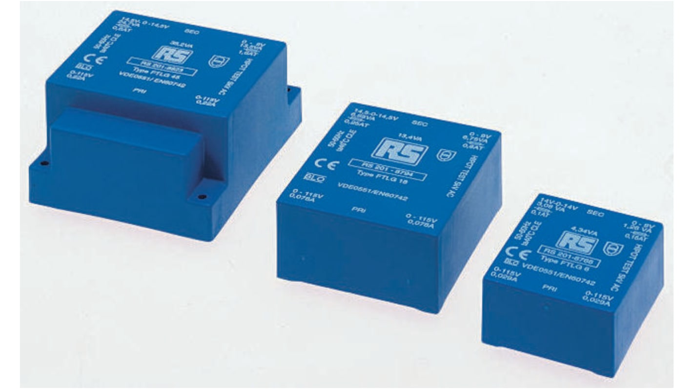 Block 9V ac, ±14V ac 2 Output Through Hole PCB Transformer, 18VA