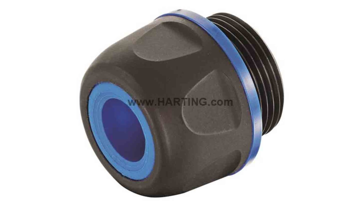 HARTING HAN CGM-P F+B Series Black Polyamide Cable Gland, M25 Thread, 16mm Min, 18mm Max, IP67, IP69