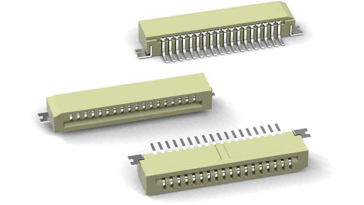 Wurth Elektronik WR-FPC Leiterplatten-Stiftleiste Horizontal, 10-polig / 1-reihig, Raster 1.0mm, Ummantelt