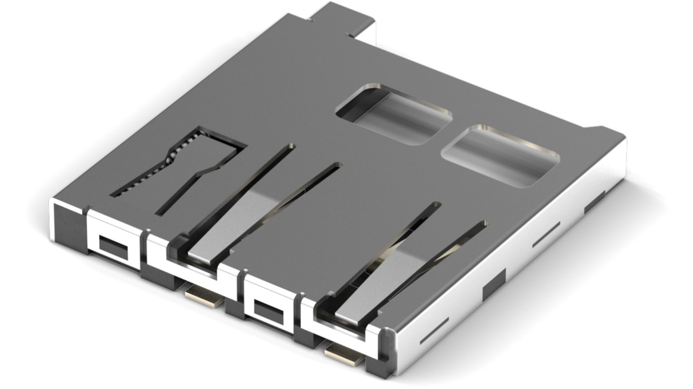 Wurth Elektronik, MicroSD-memóriakártya-csatlakozó, 1.1mm Pitch 8 Way 1 Row Vízszintes Aljzat, Forrasztás Termination A