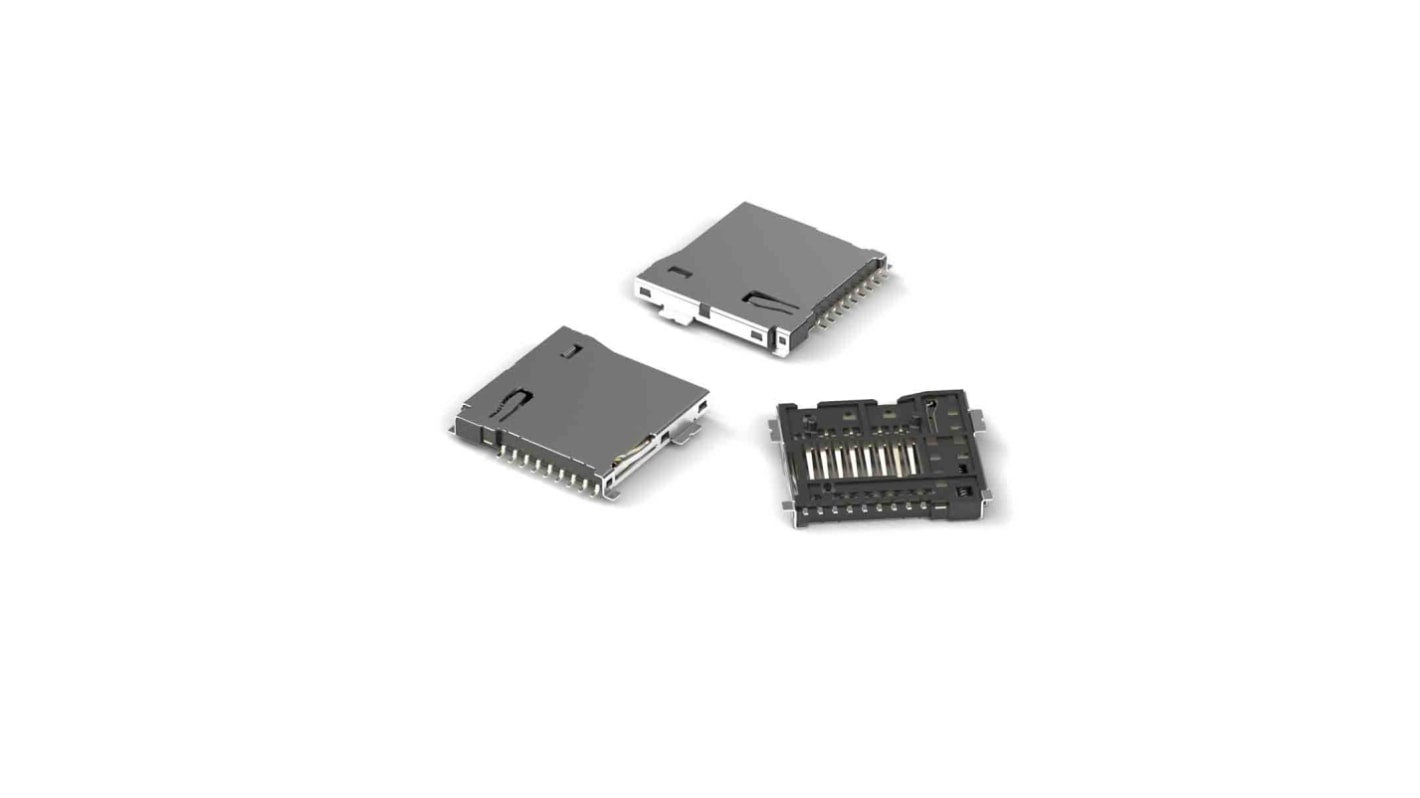 Wurth Elektronik, MicroSD-memóriakártya-csatlakozó, 0.9mm Pitch 8 Way 1 Row Vízszintes Aljzat, Forrasztás Termination A