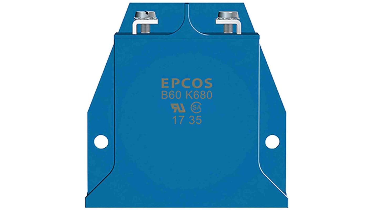 EPCOS B722 Varistor, 2.6nF, 1100V, 680V, 1800J, Metall, 70000A max., Ø 60mm, 24mm, L. 100mm
