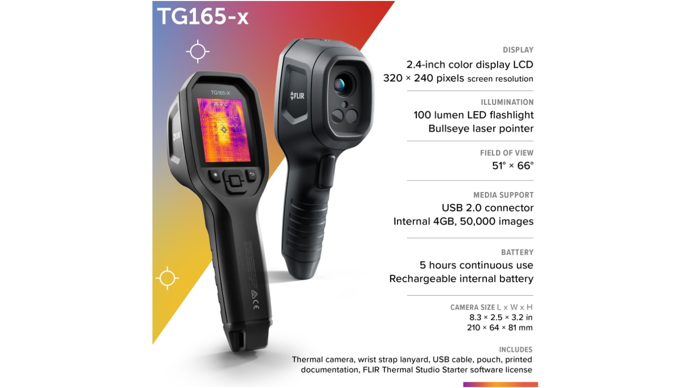 Caméra thermique FLIR TG165-X pour USB 2.0, -25 → +300 °C, 80 x 60pixel