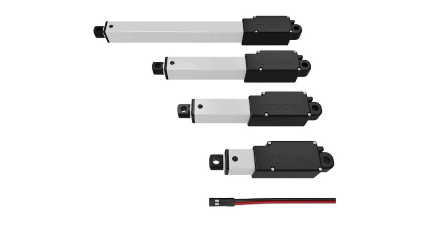 Actuador lineal eléctrico Actuonix L12, 20% ciclo de trabajo 80N, 12V dc, 6.5mm/s, 30mm