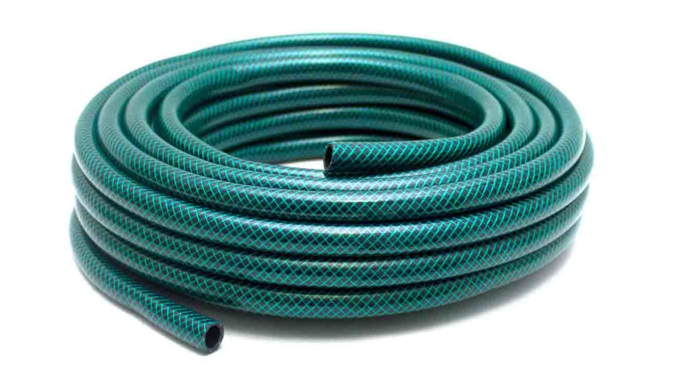 RS PRO Hose Pipe, PVC, 12mm ID, 15.3mm OD, Green, 15m